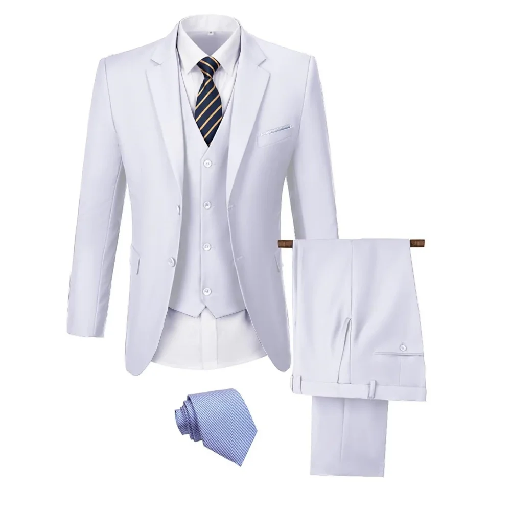 بدلة Terno الرسمية للرجال مكونة من 3 قطع مع سترة عادية وسروال للمناسبات غير الرسمية لحفلات الزفاف