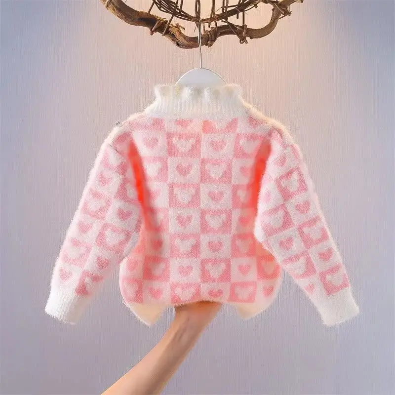 1-8 Years Girls\' Sweater Autumn And Winter New Fashion Warm Children\'s Sweater Cute Baby Jumper Kids Knitted Base Shirt