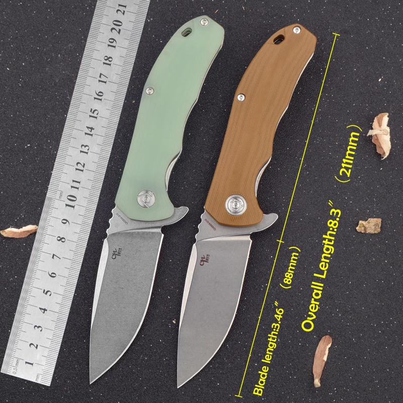 CH 3504 Heavy Duty Outdoor Knife, Hunting Survival, Camping, G10 Handle Material, High Carbon D2 Steel, Thumb Stud, Pocket Clip