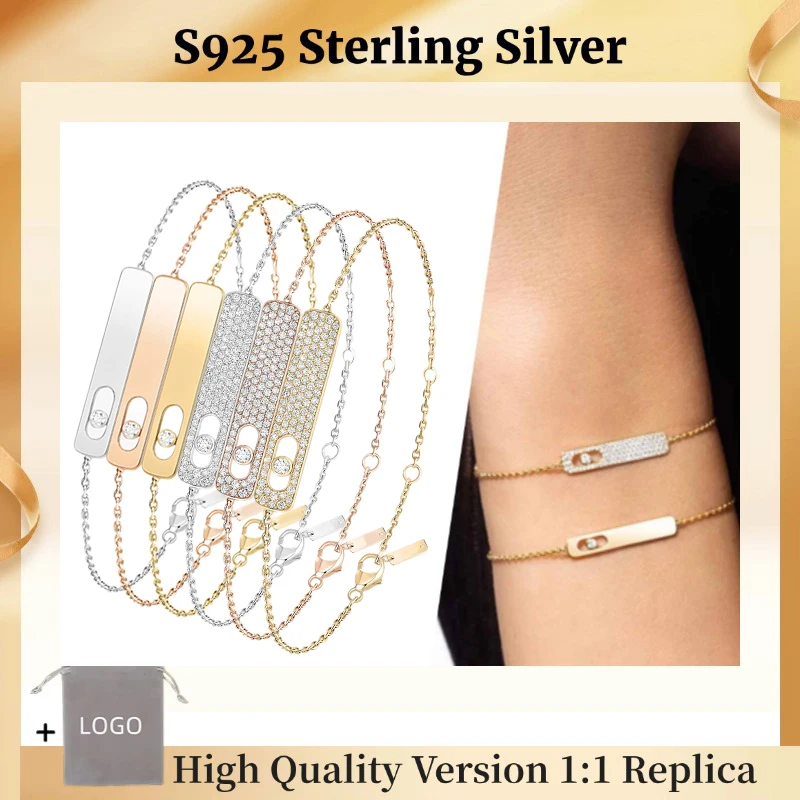 S925 Silver Bracelets for Women High Quality Light Luxury Wedding Jewelry Valentine's Day Gift My First Diamond Bracelet