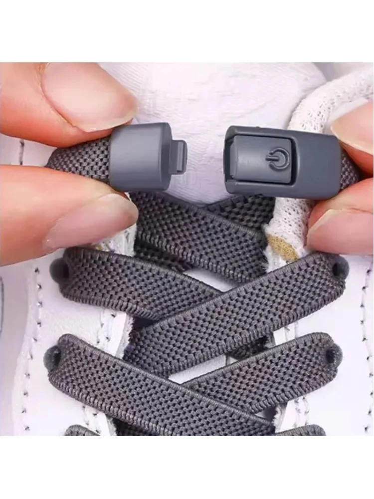 Neue elastische Schnürsenkel ohne Binden, Schnellverschluss-Schnürsenkel für Sneaker, Kinder und Erwachsene, 8 mm breite flache Schnürsenkel für Schuhe