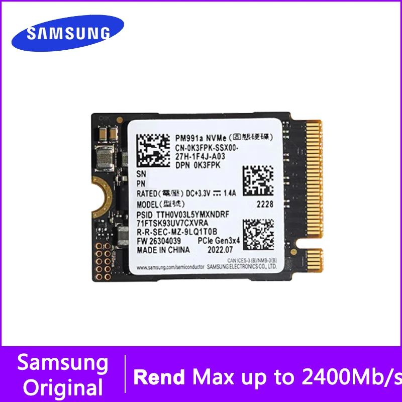 محرك الأقراص الصلبة الداخلي Samsung PM991A SSD M.2 128G 1T M2 NVME PCIe 3.0x3 & 4.0x4 SN740 2Tb قرص الحالة الصلبة الداخلي HDD لأجهزة الكمبيوتر المحمول