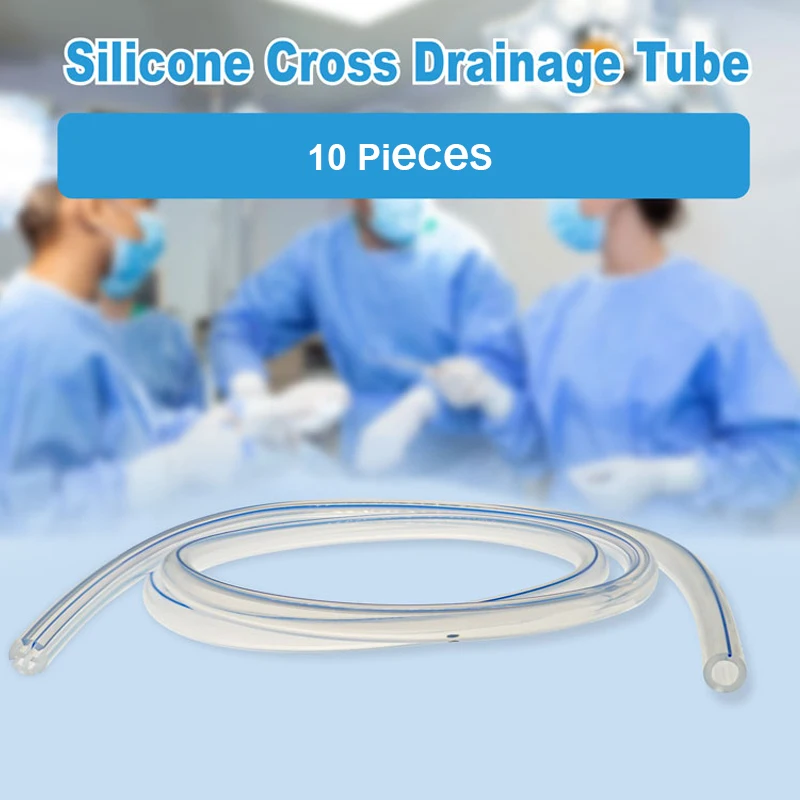 10 шт., силиконовая поперечная дренажная трубка без троакара, 100% медицинский силикон, животные, круглый канал, рифленые дренажи, ветеринарная клиника
