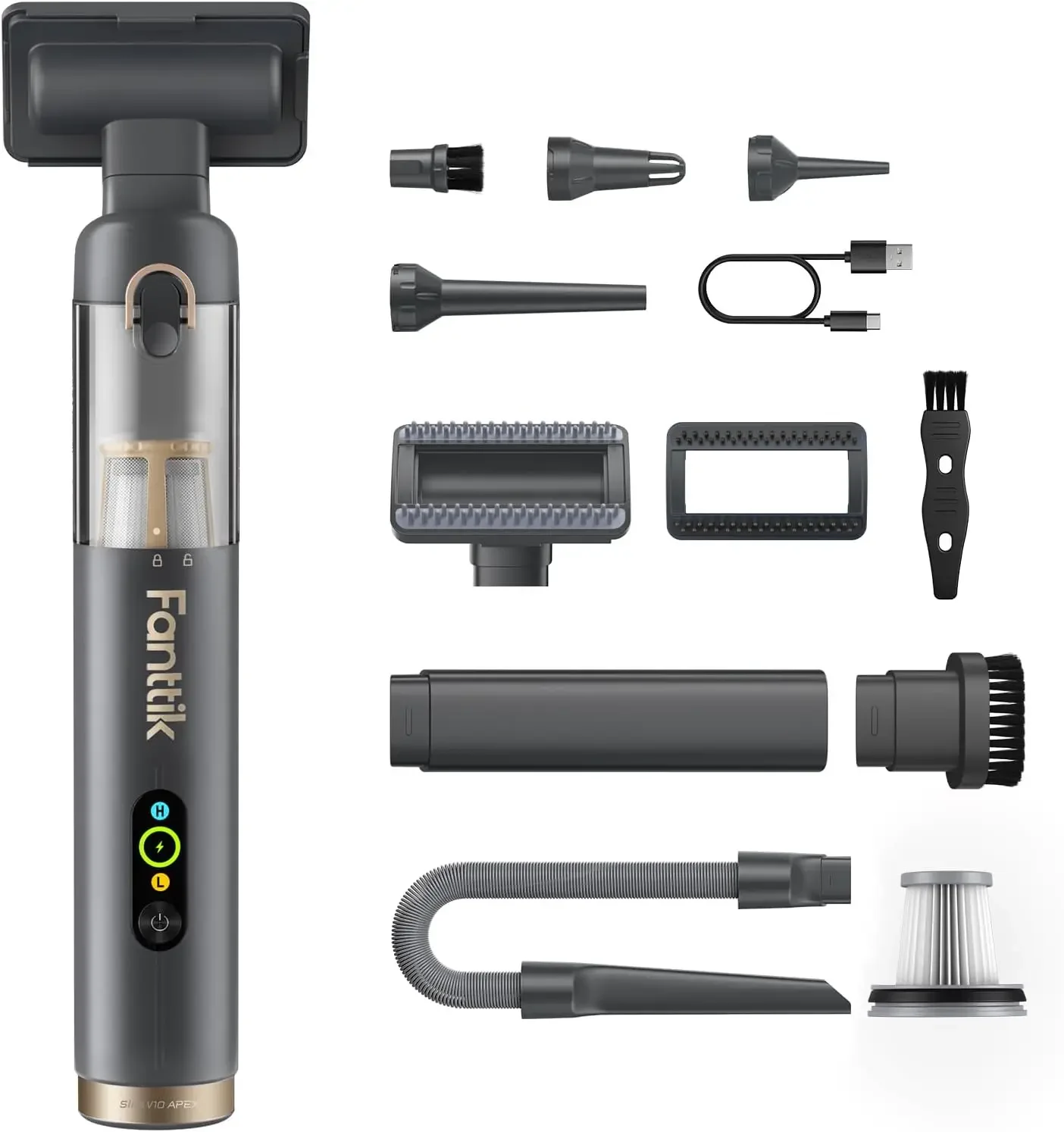 

Slim V10 APEX Cordless Car Vacuum, 4-in-1 Portable Mini Handheld Vac, 19kPa Suction Power, Upgraded Smart Digital Display, 2 Suc