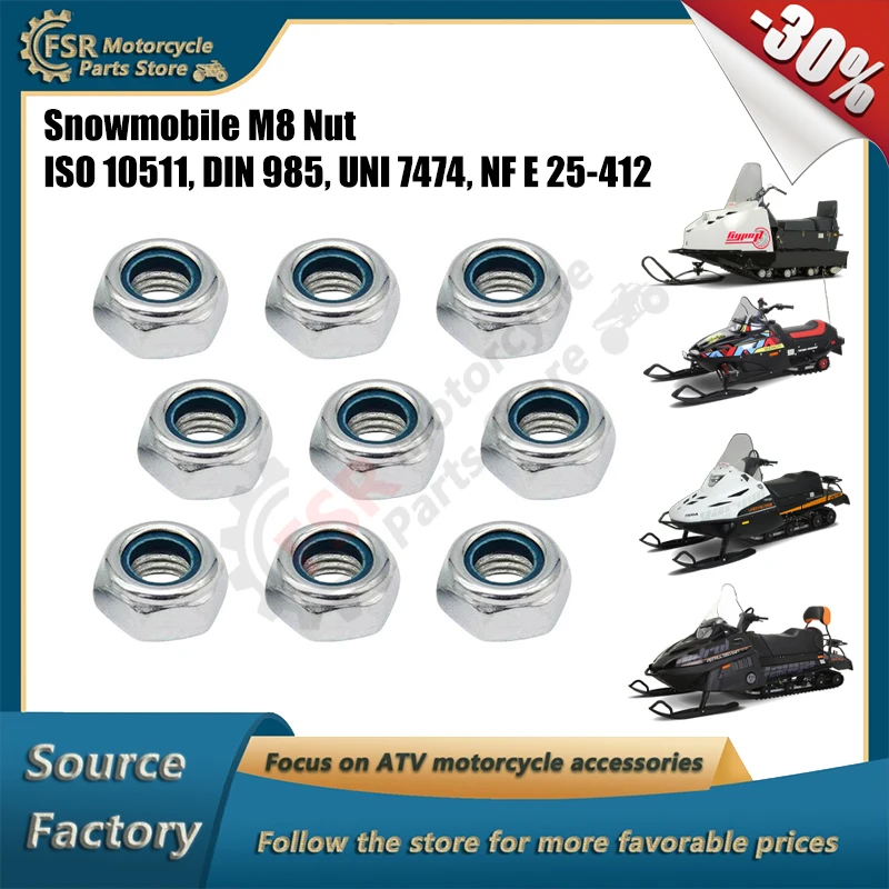

9PCS M8 Nuts DIN985-8P,Fits Buran 2T/4T FRONTIER 1000 RM Vector Taiga Attack 551 Varyag Bars 850 Lynx TIKSY 2T,Snowmobile Parts