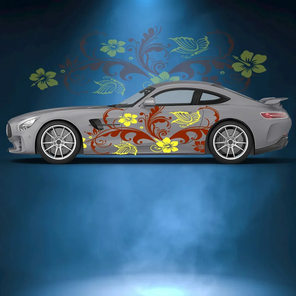 

Colorful Flower Butterfly Car Side Sticker Vinyl Self-adhesive Paper Motorsport Paint Decal Suitable for Truck Suv Decoration