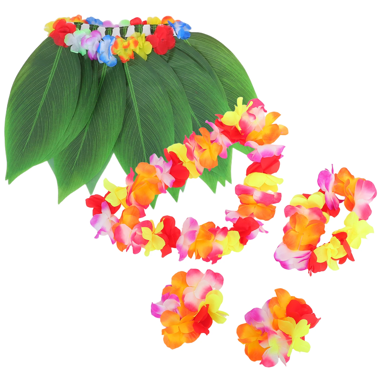 

Simulated Leaf Skirt Girls Boys Costume Hawaiian Luau Realistic Fabric Leaves Garland Set Travel Party Accessories Lightweight