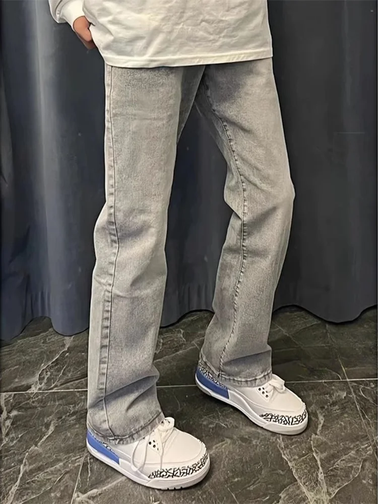 

Джинсы ey e, мужские весенне-осенние эластичные тонкие прямые брюки с высокой талией, расклешенные брюки в американском стиле High Street