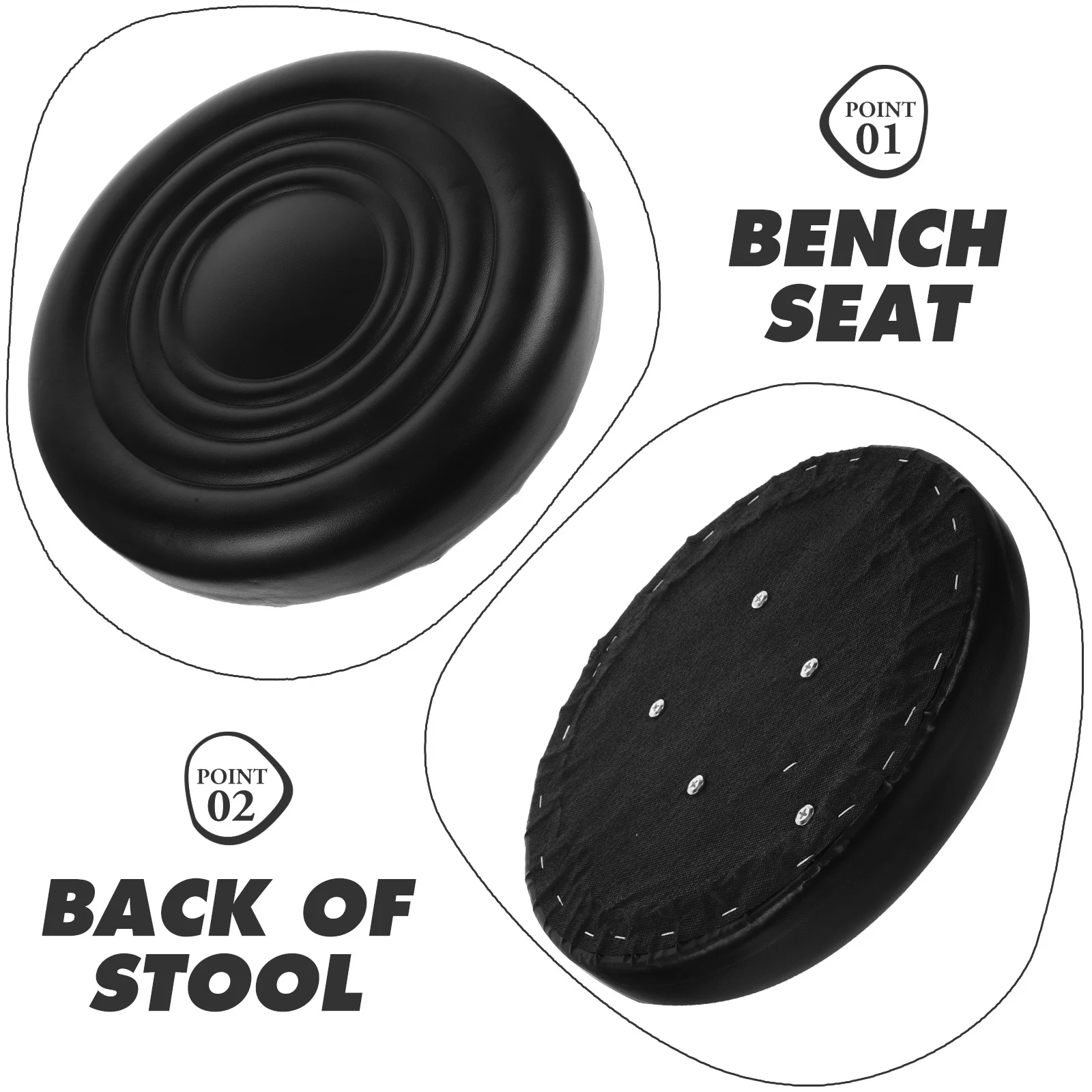 

PU Bar Stool Round Seat Cover Sponge Padded Cushion Soft Seating Part for Home Restaurant School Bar Chair Replacement