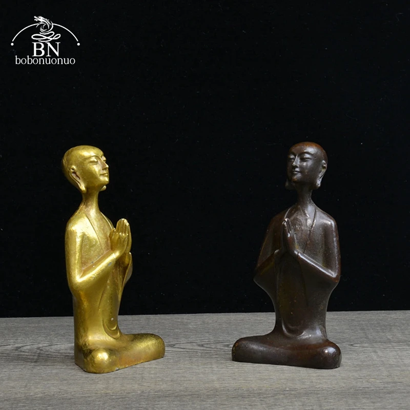 Copper Enlightenment Buddha Statue Home Decorations Sculpture Vintage Living Room Office Desk Ornaments Miniatures Figurines