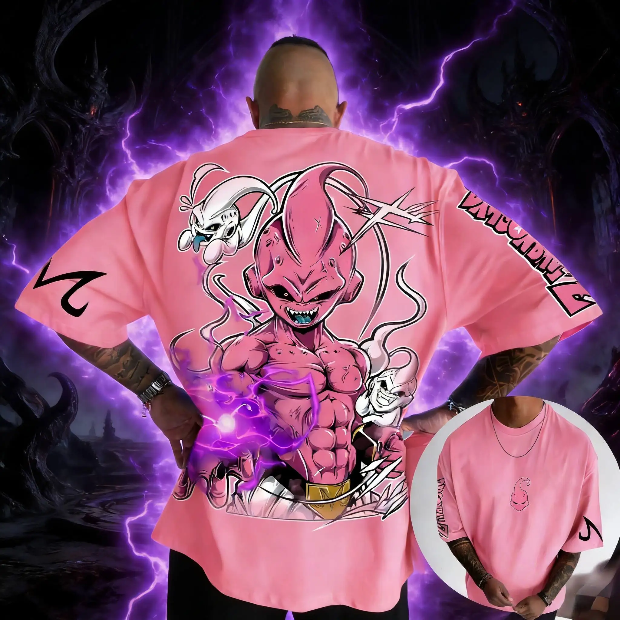 2026 Summer Dragon Ball Retro Anime T-Shirt Men's Kid Buu Casual Loose Sports Daily Short Sleeve Crew Neck Relaxed Fit Tee
