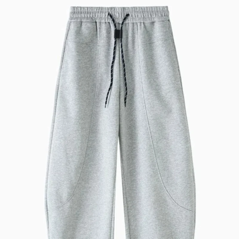 Women's 2024 New Autumn Winter Spliced Elasticized High-waisted Pocket Drawstring Fashion Solid Color Loose Casual Sports Pants
