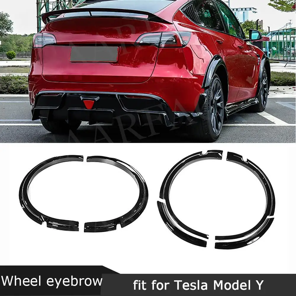 

ABS Carbon Look Car Wheel Eyebrows Fender Flares Mudguard Lip Protector Cover Mud Guards for Tesla model Y 2021+