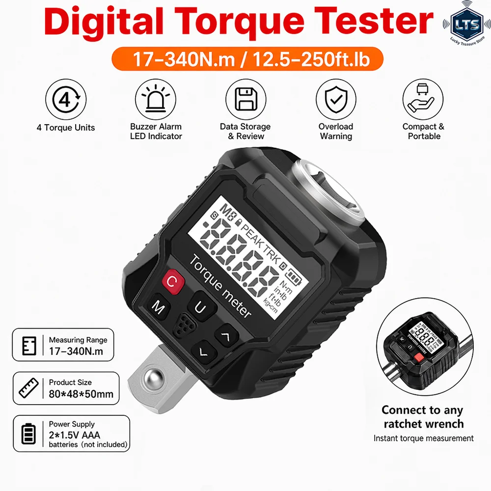 Electronic Torque Adapter 3/8 1/2 Digital - High-precision Electronic Torque Tester 17-340N.m Digital