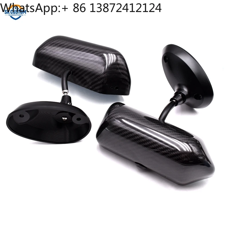 

Double Side Mirror Brilliant Carbon Fiber Blue Tint Rear View Mirror for GTR Car Door Mirrors With Mounting Arm