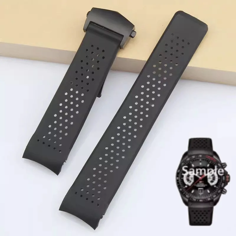 Natural Rubber Watchband For TAG HEUER GRAND CARRERA wristband Waterproof Sport Strap Soft Silicone Watch Bracelet  22mm 24mm
