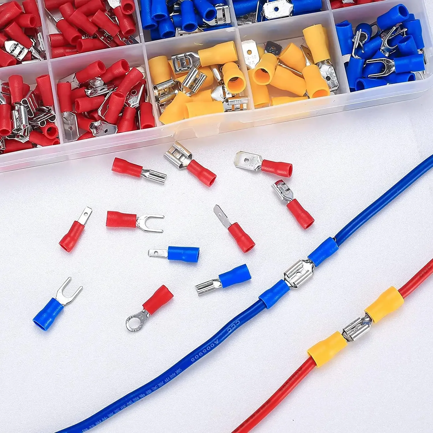 140~720 PCS Crimp Spade Terminal Assorted Electrical Wire Cable Connector Kit Crimp Spade Insulated Ring Fork Spade Butt Set