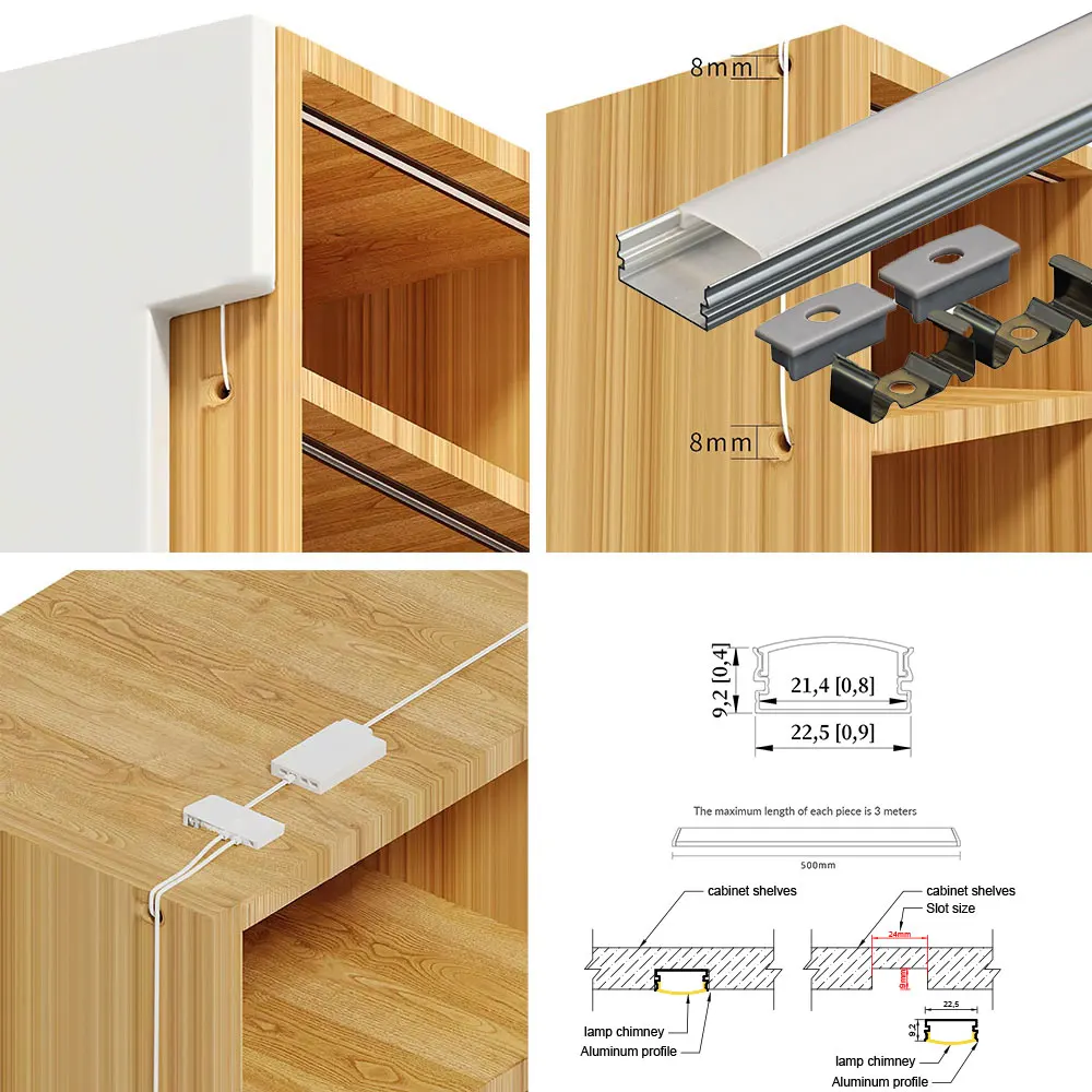 23x10mm (3pcs) 0.5m Good quality wall mount led aluminum channel profile for room office led light