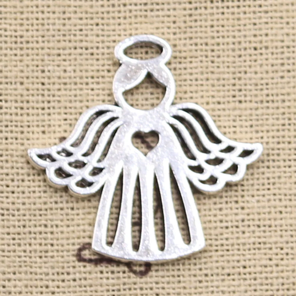 10pcs Charms Heart Snowflake Angel Snow Love 27x28mm Antique Silver Color Pendants DIYCrafts Making Findings Tibetan Jewelry