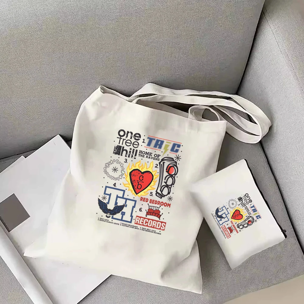 حقيبة كتف مطبوعة على الموضة للنساء من One Tree Hill، حقيبة تسوق من مدينة كارولينا الشمالية، حقيبة تسوق One Tree Hill Nathan Scott 23