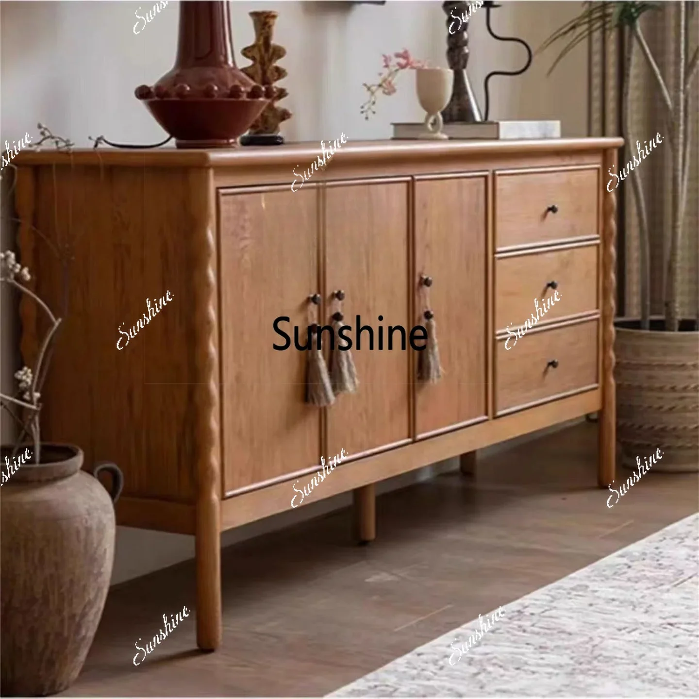 French antique solid wood dining side cabinet retro locker living room decorative cabinetTJ