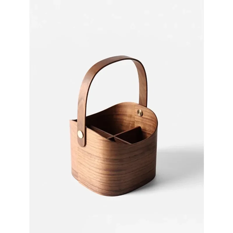 

desktop storage, cosmetic storage box, retro solid wood basket, wooden lipstick storage.