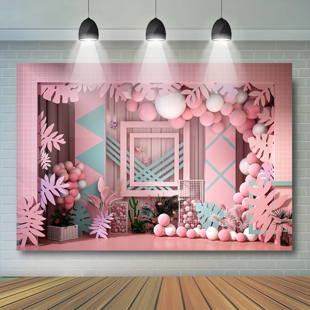 Mocsicka الصيف بالونات زرقاء خلفية الطفل صورة عيد ميلاد الدعائم زهرة الغابات يترك فراشة ديكور خلفية حفلة