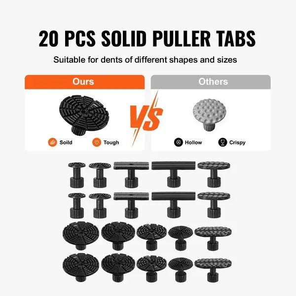 VEVOR 69 Buah Kit Perbaikan Penyok, Kit Alat Penghilang Penyok Tanpa Cat Bodi Mobil Otomatis, Pengangkat Emas, Penarik Jembatan, Kit Alat Palu Geser