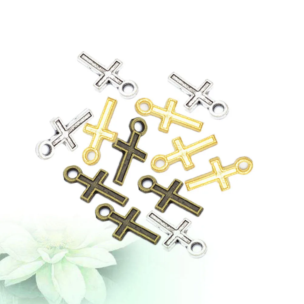 

300 PCS Crosses Necklace for Women Keyring Pendant Keychain DIY Silver Earrings