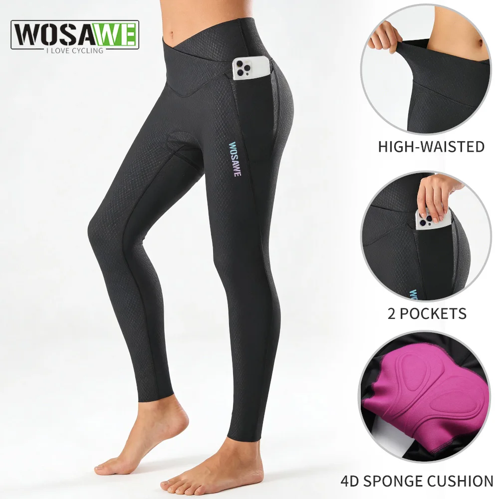 

WOSAWE Women's Cycling Pants Mountain Bike Cycling Trousers with Pockets Racing Bicycle Leggings Tights MTB Biking Clothing