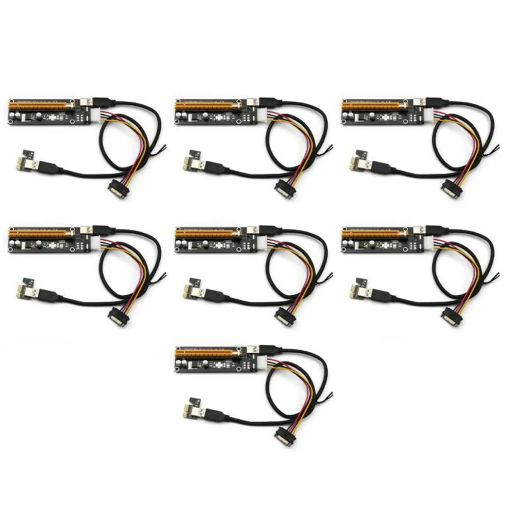 

10Pcs Pci-E Extender Pci Express Riser Card 1X to 16X 60cm USB 3.0 Cable Sata to 4Pin Molex Power for Btc Miner Machine