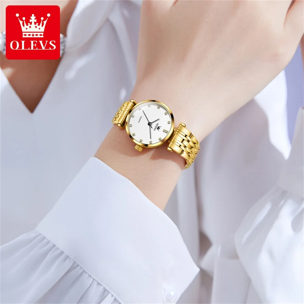 OLEVS Women\'s Watch Brand Luxury Quartz Watch Fashion Simple Waterproof Stainless Steel Women\'s Elegant Watch Relojes Para Mujer