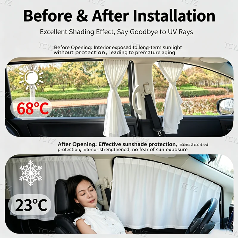 For Tesla Model Y L 2026 6-Seats Ice Crystal Car Curtain Side Window Privacy Sunshade&Front Rear Windshield SideSun Shade Cover - view 4