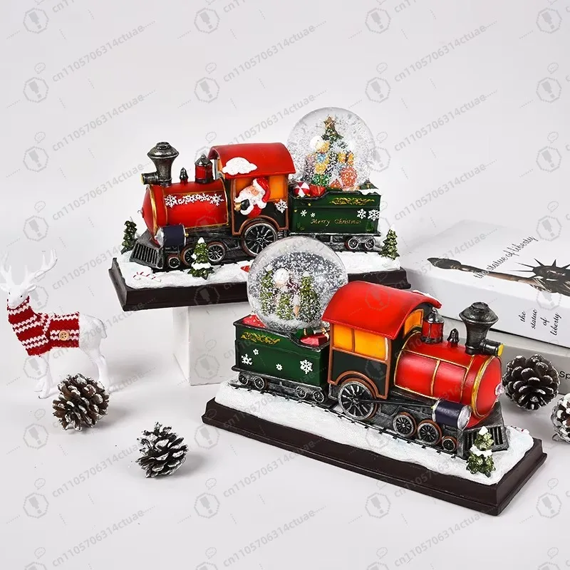

Animated Resin Christmas Train Snow Globe Lantern - Musical Locomotive with Snowfall & Jingle Bells (Button-Activated)