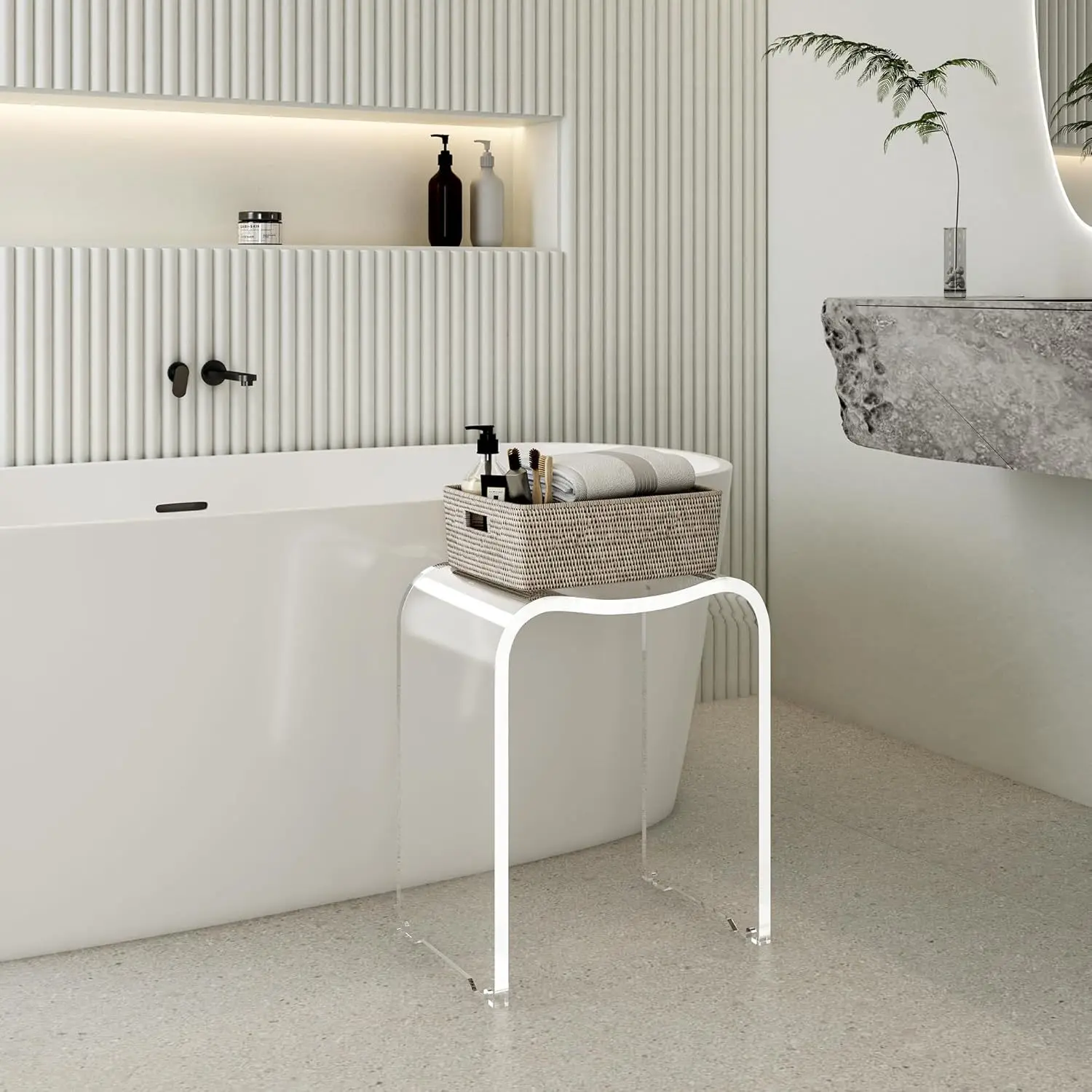 

Acrylic stool transparent bathroom shower stool non-slip and durable modern simple dressing stool comfortable and smart