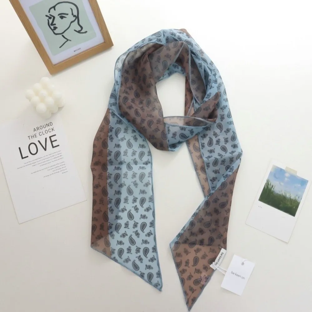 Elegant Polka Dots Long Scarf Versatile Color Block Design Thin Waist Belt Lace-up Design Trendy Style Fashionable Sash