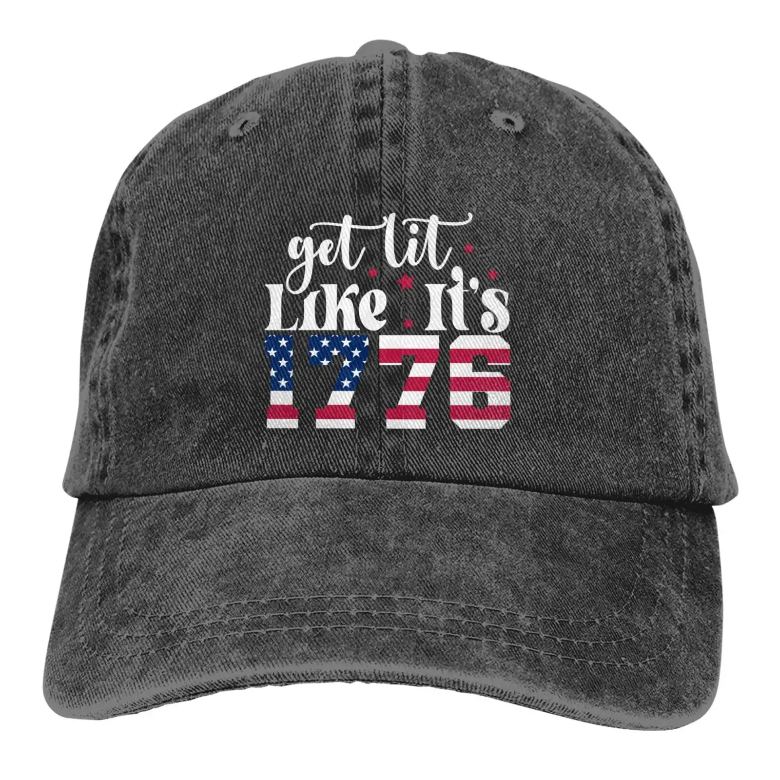 Get Lit Like It's 1776 Funny July 4th Baseball Cap Golf Dad Hat Adjustable Low Profile Cotton Hats Men Women