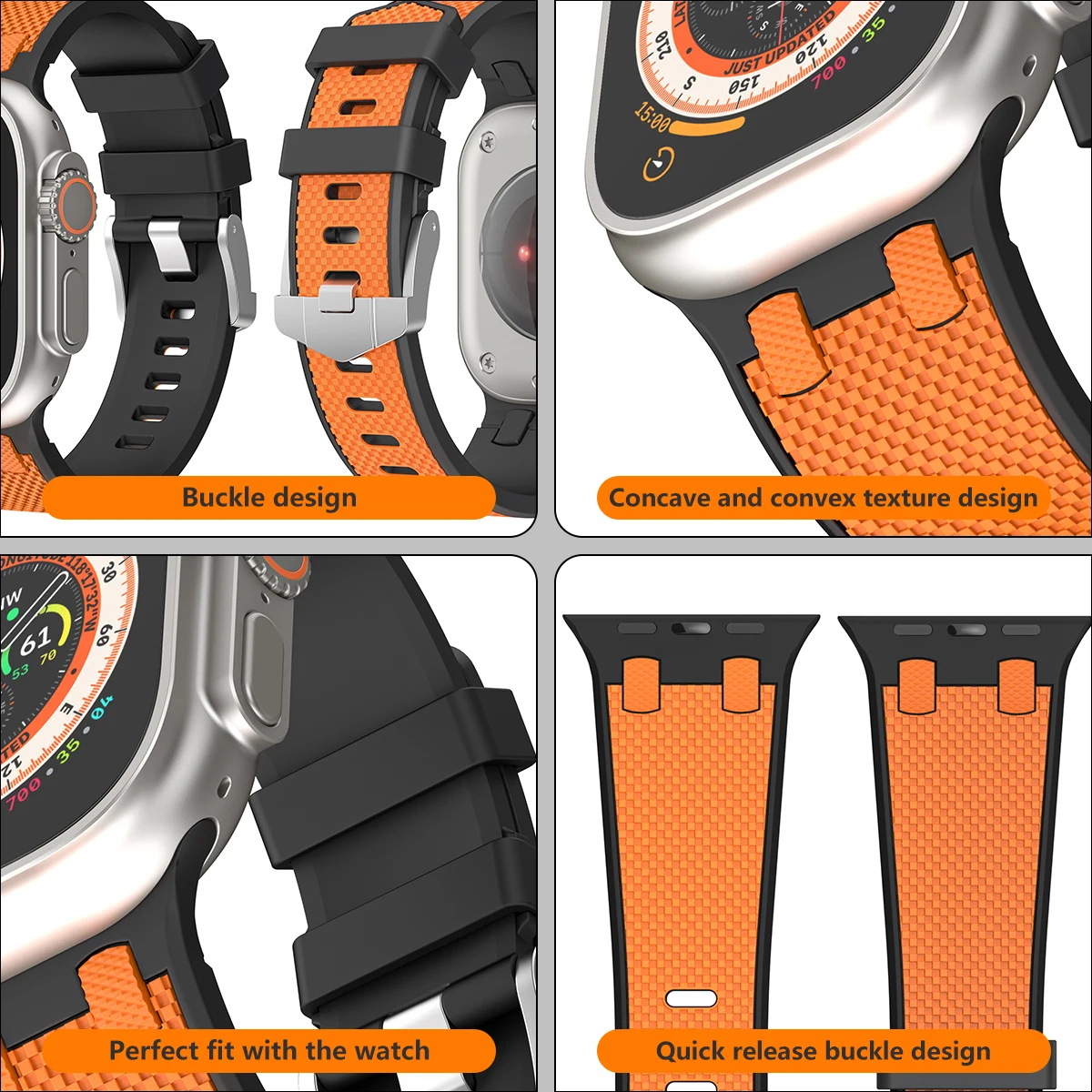 Carbon Fiber Strap for Apple Watch Ultra3 49mm Silicone Band 45 44 42mm Men Sport Bracelet For Watch Series 11 10 9 8 7 6 4 5 SE