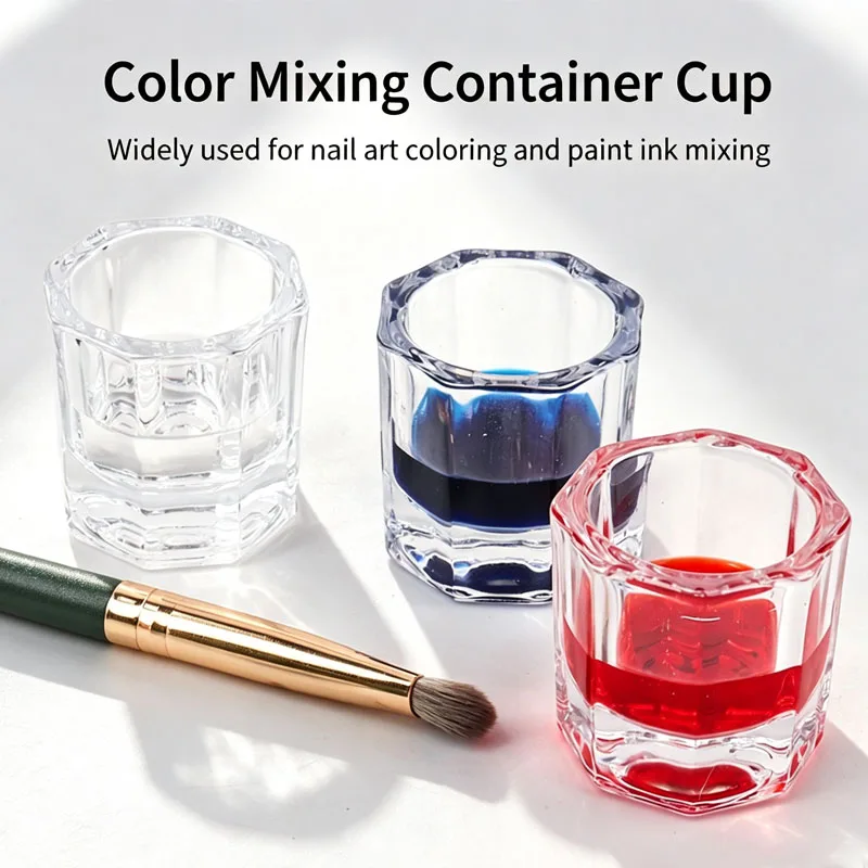 1pcs Nail Crystal Glass Nail Cup Nail Powder Holder Container Acrylic Liquid Dappen Dish Clear Bowl Equipment Tools MJGJ04