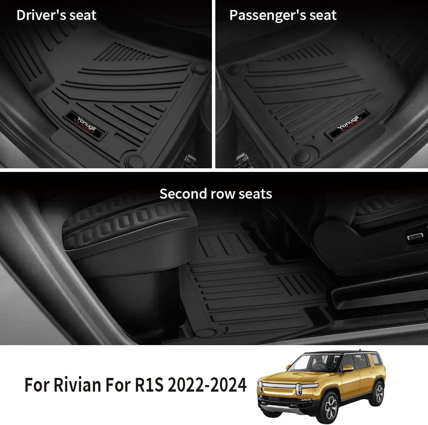 ل ريفيان R1S 2022-2025 الحصير 3 صفوف الحصير البضائع 2nd 3rd مسند الظهر الحصير العلوي السفلي الطبقة الجبهة فرش حصيرة لجميع الأحوال الجوية TPE