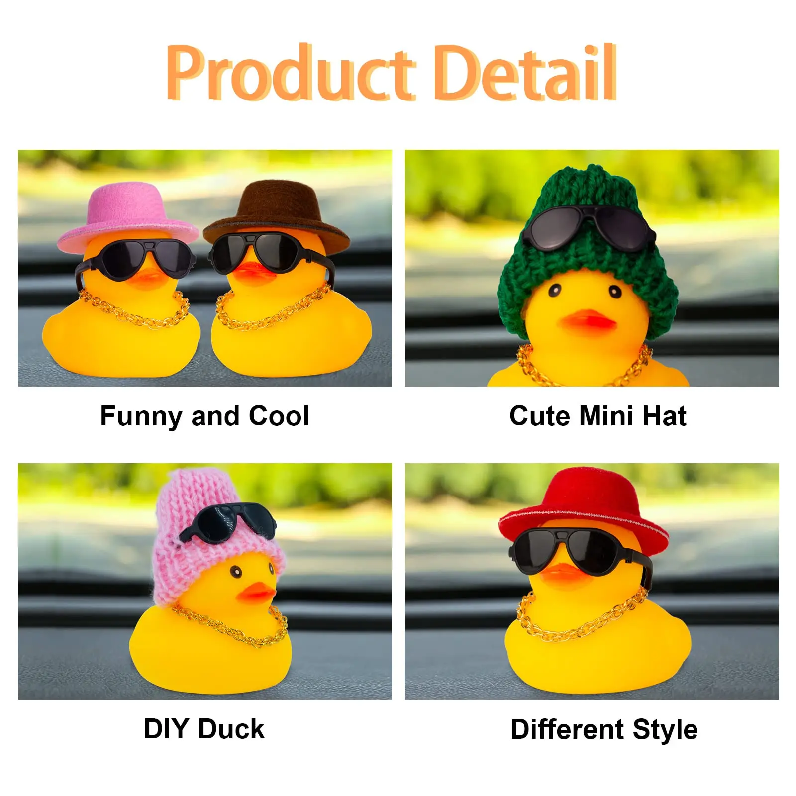 2 Satz Auto Ente Mini Auto Armaturen brett gelb Gummi Enten Spielzeug Jeep Ente Party bevorzugen Dekoration Tisch Ornament Auto Zubehör