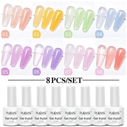 PUENTE Jelly Nail Gel Polish Set Semi-trasparente Smalto per unghie gel di colore nudo per manicure Soak Off Kit di smalti per nail art UV