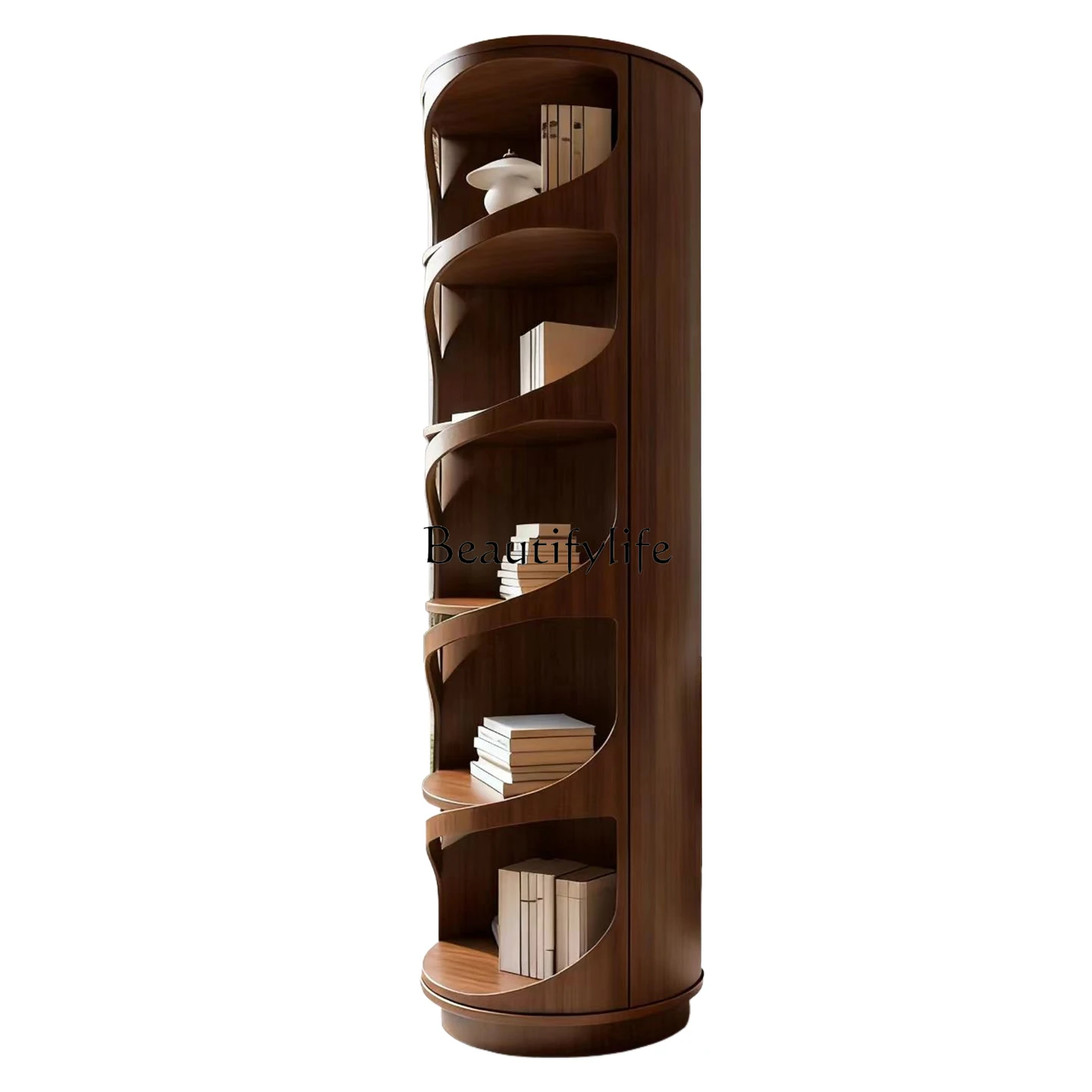 

1*Household creative rotating bookshelf Solid wood living room storage display shelf