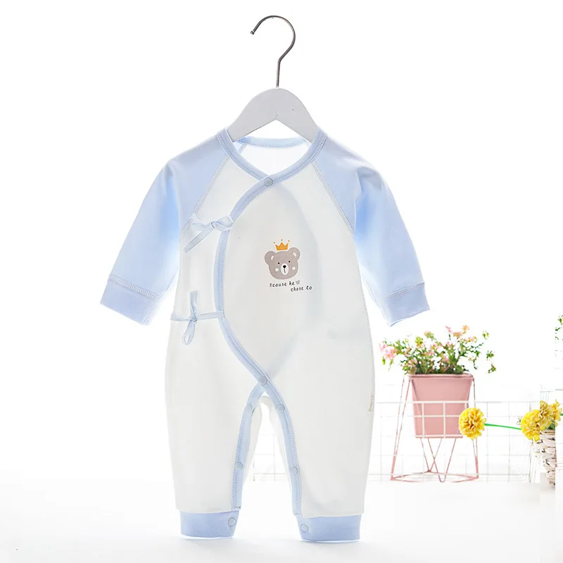 Baby Crawling Suit Newborn Lace Up and Monk Suit Baby Boneless Cotton Close-up Jumpsuit Spring and Autumn