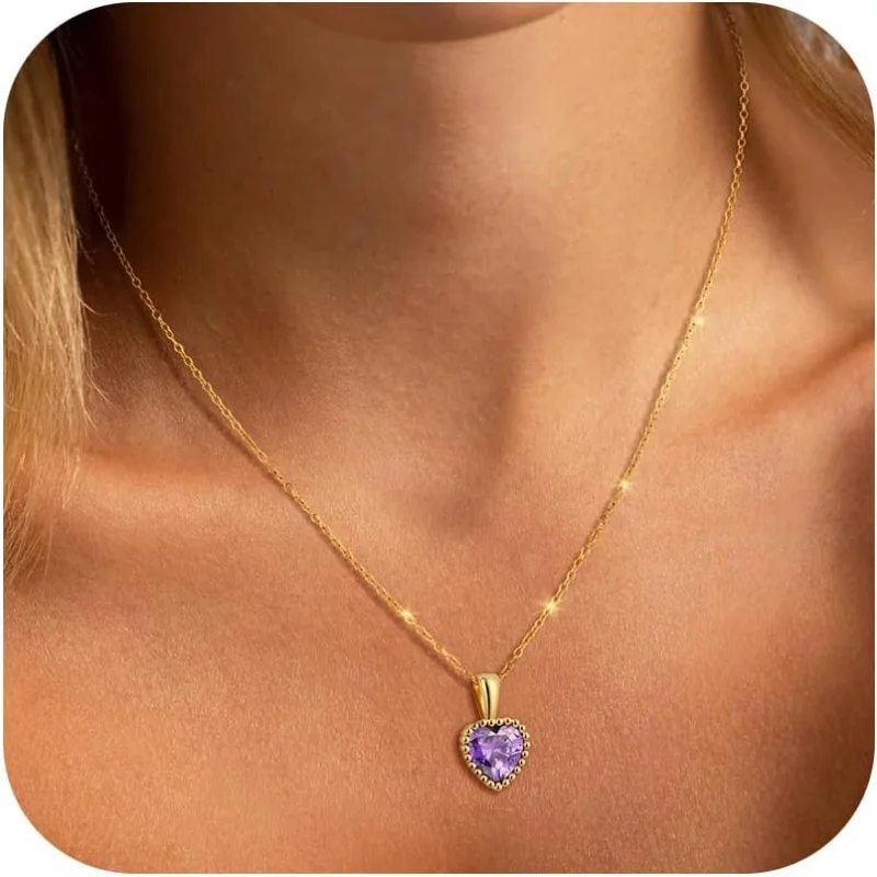 

18K Gold Plated Birthstone Pendant Necklace For Women Dainty Diamond Necklace Mothers Day Birthday Gifts Jewelry