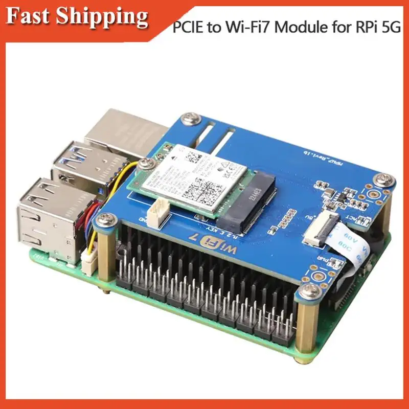كفاءة MPW7ACA لوحدة Raspberry Pi 5 PCIE إلى M.2 E-Key Wifi7 مع حافظة BE200 Wif6e AX210، AX200