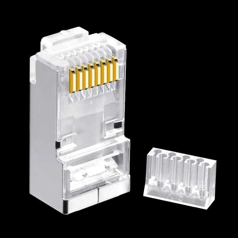 RJ45 CAT6 Modular Plugs UTP Includes Plastic Insert Loading Bar For Wires Distribution - Three Prongs Blade