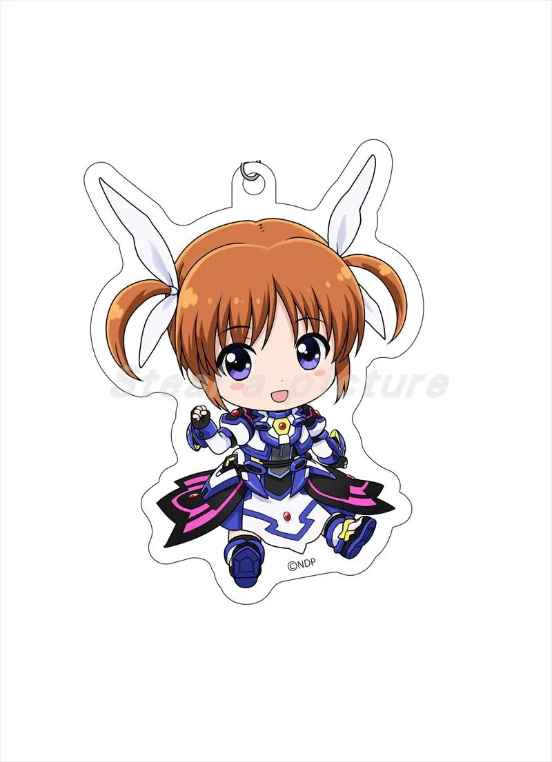 Game Levi the Slasher Stern the Destructor Fate Testarossa Harlaown Hayate Yagami Keychain Doll Anime Acrylic Keyring for Gift