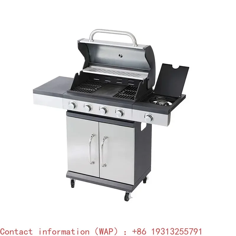 

【Best-selling】Furniture 13.7Kw Stainless 4 + 1 Burner BBQ Mixed Grill Indoor Family Event Party