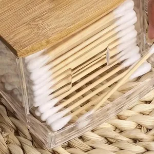 Acrylic Cotton Cotton Storage Box, Transparent Bathroom and Room Makeup Organizer, 1 -piece cotton swab support 5 Main Sales Bathroom Set - №1